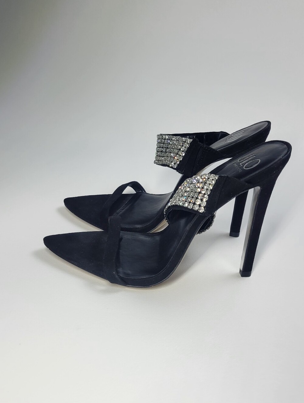 Sparkly Rhinestone Black Stiletto J Lo Heels Sz 8 Sexy Bling - Picture 8 of 13